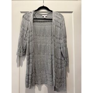 Boho Coastal TOZ & ALI Women's 3X Gray Open Knit Longline Cardigan